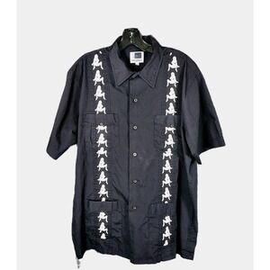 Dragonfly Men's Large Black Embroidered Women Patch Pocket Camp Field Shirt